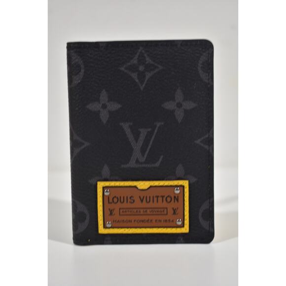 Louis Vuitton Monogram Eclipse Gaston Label Savan Yellow Pocket Organizer Wallet - Picture 2 of 9